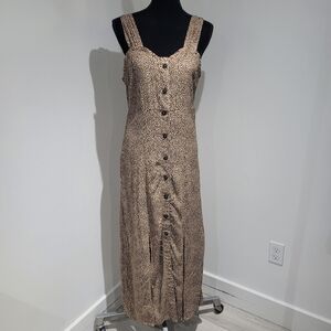 Dex Women's Sweetheart Neck Leopard Spot Buttoned Maxi Dress Small Brown Black